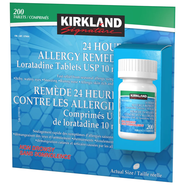 Kirkland Signature Remedio para la alergia de 24 horas Loratadina 10 mg, 200 comprimidos