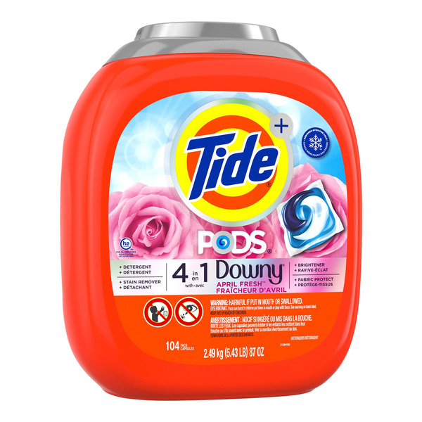 Cápsulas de detergente líquido para ropa Tide Pods con Downy, 104 cápsulas